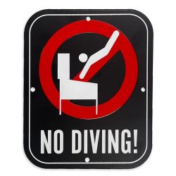 Metal Game Room Sign - No Diving